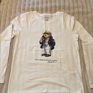 Ralph Lauren White Polo Bear Long Sleeve Tee